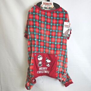 Peanuts Plaid Christmas Pet Dog Pajamas Large Length 17.5-18.5" Chest 29-31" New